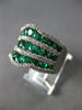 LARGE 3.85CT DIAMOND & AAA EMERALD 18KT WHITE GOLD 3D MULTI ROW FUN RING #28047