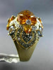 25.2CT WHITE CHOCOLATE FANCY DIAMOND AAA SAPPHIRE & CITRINE 14K YELLOW GOLD RING