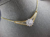 LARGE & LONG .35CT DIAMOND 14KT 2 TONE GOLD ROUND FLOWER V SHAPE NECKLACE #28061
