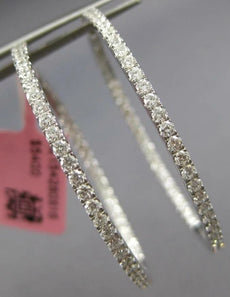 ESTATE LARGE 1.76CT DIAMOND 14KT WHITE GOLD 3D INSIDE OUT HOOP HANGING EARRINGS