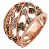WIDE 0.32CT WHITE & CHOCOLATE FANCY DIAMOND 14KT ROSE GOLD 3D ZIG ZAG FUN RING