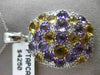 ESTATE LARGE 6.25CT DIAMOND & AAA AMETHYST & CITRINE 14K WHITE GOLD OVAL PENDANT