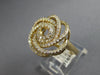ESTATE LARGE 1.05CT DIAMOND 14KT YELLOW GOLD CLASSIC MULTI ROW FLOWER LOVE RING