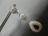 ESTATE LARGE 4.3CT DIAMOND & AAA GARNET 14K WHITE GOLD CLIP ON HANGING EARRINGS