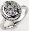 ESTATE 1CT DIAMOND 14KT WHITE GOLD 3D ROUND CLUSTER OVAL HALO FILIGREE FUN RING