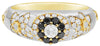 1.11CT WHITE & BLACK DIAMOND 18KT ROSE GOLD 3D FLORAL ETOILE MATTE & SHINY RING