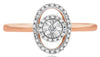 ESTATE .10CT DIAMOND 14KT ROSE GOLD 3D ROUND STARBURST FLORAL OVAL FUN RING