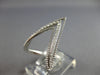 LARGE .26CT DIAMOND 14KT WHITE GOLD 3D 3 ROW CLASSIC V SHAPE TRIANGULAR FUN RING