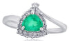 .86CT DIAMOND & AAA EMERALD 18KT WHITE GOLD 3D TRILLION & ROUND ENGAGEMENT RING