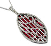 ESTATE 2.35CT DIAMOND & AAA RUBY 14KT WHITE GOLD MARQUISE SHAPE FILIGREE PENDANT