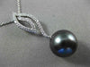 ESTATE .18CT DIAMOND 14KT WHITE GOLD 3D AAA TAHITIAN PEARL LEAF FLOATING PENDANT