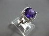 WIDE 2.25CT DIAMOND & AAA AMETHYST 14KT WHITE GOLD 3D CUSHION & ROUND HALO RING