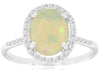 1.91CT DIAMOND & AAA OPAL 14KT WHITE GOLD OVAL & ROUND CABOCHON HALO LOVE RING