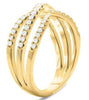 WIDE .48CT DIAMOND 14KT YELLOW GOLD 3D MULTI ROW CRISS CROSS INFINITY LOVE RING