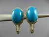 ESTATE 7.79CT DIAMOND & TURQUOISE 14K YELLOW GOLD HALO FILIGREE HANGING EARRINGS