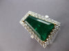 EXTRA LARGE 9.59CT DIAMOND & AAA EMERALD 18K 2 TONE GOLD 3D HALO ENGAGEMENT RING