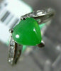 ESTATE .14CT DIAMOND & AAA JADE PLATINUM 3D CLASSIC HEART SHAPE LOVE FUN RING