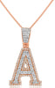 ESTATE .78CT DIAMOND 14KT WHITE & ROSE GOLD 3 ROW INITAL A FLOATING PENDANT