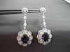ANTIQUE LARGE 13.33CTW DIAMOND & AAA SAPPHIRE 18KT WHITE GOLD HANGING EARRINGS