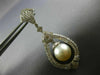 LARGE 1.30CT DIAMOND & SOUTH SEA PEARL 18K WHITE GOLD TEAR DROP HANGING EARRINGS