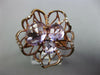 ESTATE LARGE 5.80CT DIAMOND & AAA AMETHYST 14K ROSE GOLD 3D FLOWER ROSE FUN RING