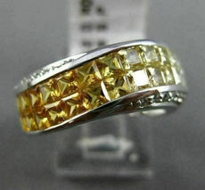 ESTATE 2.72CT DIAMOND YELLOW SAPPHIRE 14K WHITE GOLD GRADUATING CRISS CROSS RING