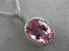 ESTATE LARGE 6.27CT DIAMOND & PINK TOPAZ 14KT GOLD 3D OVAL HALO FLOATING PENDANT