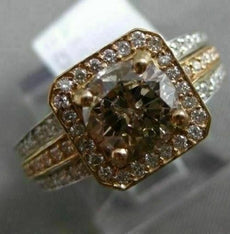 2.54CT WHITE & CHOCOLATE FANCY DIAMOND 18KT WHITE & ROSE GOLD 3D ENGAGEMENT RING