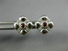 ESTATE .19CT DIAMOND & AAA RUBY 14KT WHITE GOLD 3D FLOWER SQUARE STUD EARRINGS