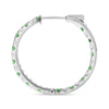 1.09CT DIAMOND & AAA TSAVORITE 14KT WHITE GOLD INSIDE OUT HOOP HANGING EARRINGS