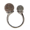 LARGE 2.49CT WHITE & PINK DIAMOND 18KT WHITE & ROSE GOLD CIRCULAR DOME LOVE RING