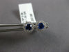 SMALL .51CT DIAMOND & AAA SAPPHIRE 14KT WHITE GOLD 3D ROUND FLOWER STUD EARRINGS