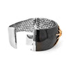 EXTRA LARGE 3.03CT DIAMOND & BLACK ENAMEL 18KT 2 TONE GOLD CUFF BANGLE BRACELET