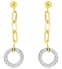 .30CT DIAMOND 14KT 2 TONE GOLD 3D CIRCLE OF LIFE MULTI LINK FUN HANGING EARRINGS