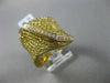 ESTATE LARGE 3.30CT DIAMOND YELLOW SAPPHIRE 18KT YELLOW GOLD MULTI ROW LEAF RING