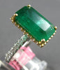 GIA EXTRA LARGE 8.50CT DIAMOND & AAA EMERALD 18K 2 TONE GOLD 3D ENGAGEMENT RING