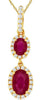.92CT DIAMOND & AAA RUBY 14KT YELLOW GOLD 3D OVAL & ROUND FLOWER CLASSIC PENDANT