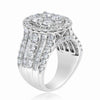 ESTATE LARGE 3.68CT DIAMOND 14KT WHITE GOLD 3D ROUND & BAGUETTE DOUBLE HALO RING