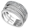 LARGE .55CT DIAMOND 18KT WHITE GOLD 3D MULTI ROW SEMI ETERNITY ANNIVERSARY RING