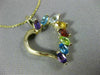 ESTATE 1.20CT AAA MULTI GEM 14K YELLOW GOLD 3D HEART JOURNEY FUN PENDANT #21386