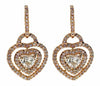 2.13CT WHITE & PINK DIAMOND 18K ROSE GOLD HEART SHAPE HALO LOVE HANGING EARRINGS