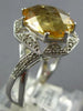 ESTATE WIDE 3.57CT DIAMOND & AAA CITRINE 14K WHITE GOLD 3D CLASSIC STAR FUN RING