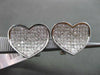ESTATE LARGE 1.03CT DIAMOND 14KT WHITE GOLD 3D PAVE CURVED HEART LOVE EARRINGS