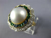 ANTIQUE LARGE DIAMOND AAA PEARL EMERALD SAPPHIRE 14KT GOLD BALLERINA RING #1873