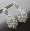 ESTATE LARGE 5.51CT DIAMOND 18KT WHITE GOLD CLUSTER TEAR DROP HANGING EARRINGS