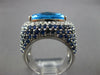 ESTATE EXTRA LARGE 14.51CT DIAMOND AAA SAPPHIRE & BLUE TOPAZ 14K WHITE GOLD RING