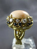 LARGE 1.50CT DIAMOND AAA SAPPHIRE & CORAL 18KT YELLOW GOLD OVAL FLOWER FUN RING