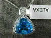ESTATE LARGE 6.65CT DIAMOND & AAA BLUE TOPAZ 14KT WHITE GOLD 3D TRILLION PENDANT