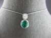 LARGE 2.26CT DIAMOND & AAA COLOMBIAN EMERALD 18KT WHITE GOLD HALO PENDANT #28060