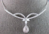 LARGE 1.12CT DIAMOND 14K WHITE GOLD ROUND & BAGUETTE TEAR DROP BAR LOVE NECKLACE